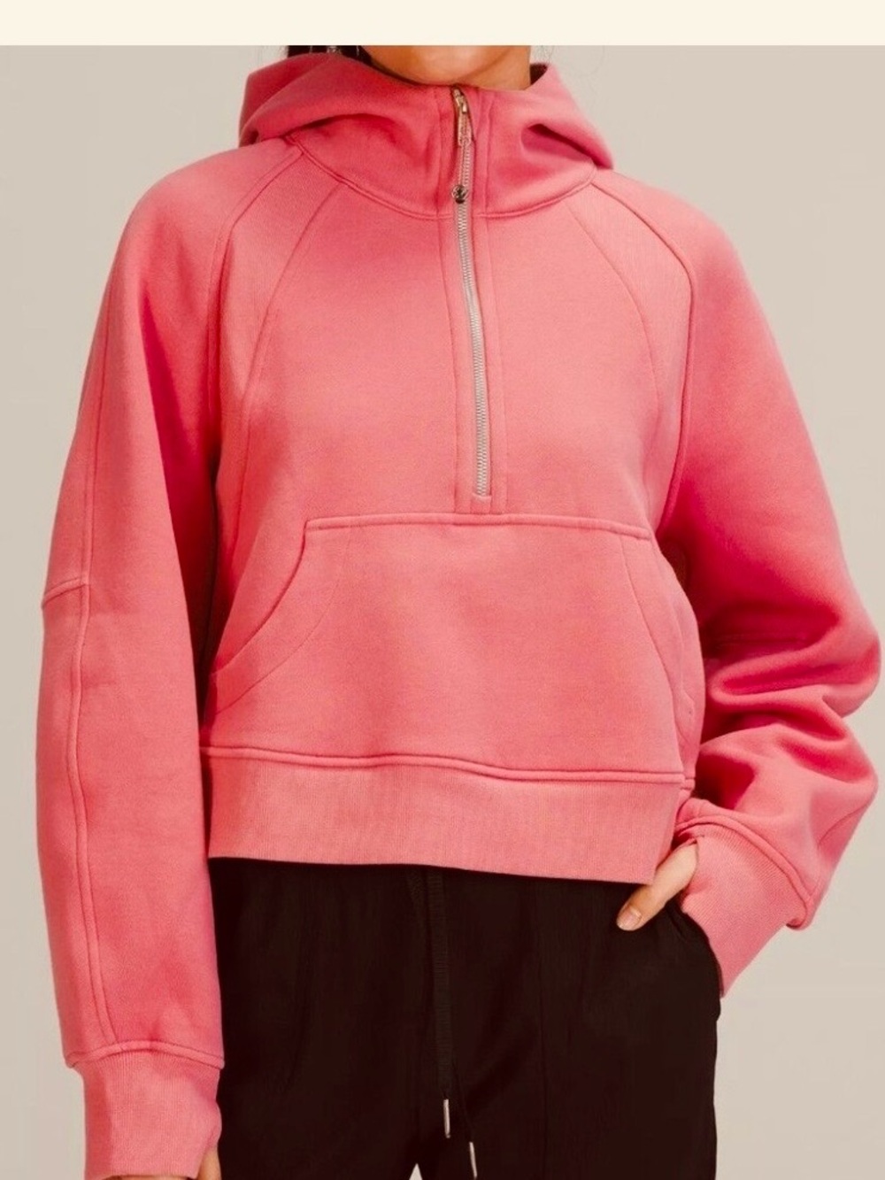 lululemon athletica Pink Half-Zip cropped oversized scuba Hoodie